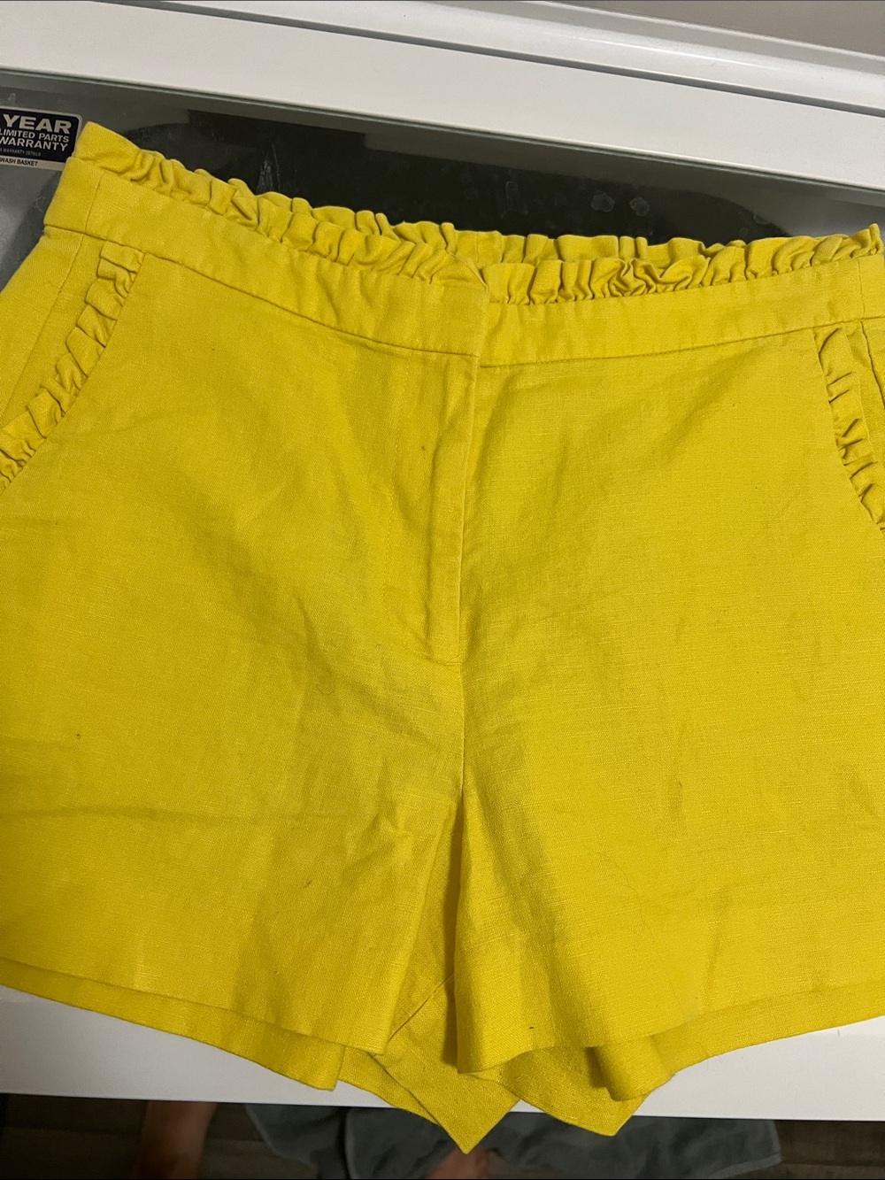 J. Crew Bright Yellow High-Waist Ruffle-Trim Shorts